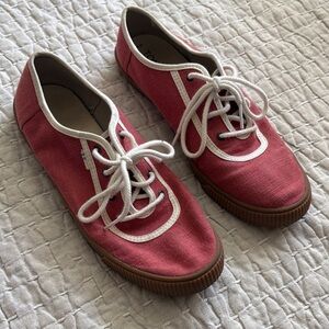 Toms Women's Pink Canvas Sneakers with White Trim